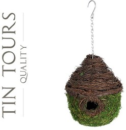 OZDOBNY DOMEK DLA PTAKÓW Z TRAWY I MCHU