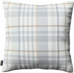 Poszewka Kinga na poduszkę, kratka beżowo-szary melanż, 60