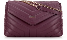 Damska crossbody na łańcuszku z ekoskóry bordowa