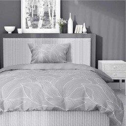 Pościel satynowa 140x200 Home Satin 27 szara biała
