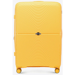 Duża walizka z polipropylenu w okręgi żółta
