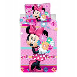 Pościel Disney Minnie 140x200 cm Różowa z Kwiatami