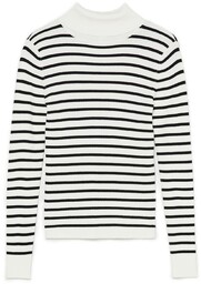 Cropp - Czarno-biały sweter z golfem - Kremowy