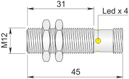 Czujnik indukcyjny 12 mm SI12SS-DC4 NPN NC H