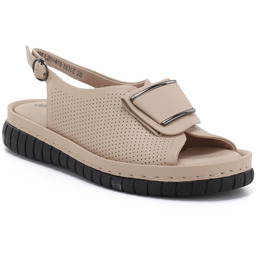 Skórzane sandały damskie ażurowe beżowe T.Sokolski L26-475