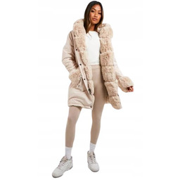 BOOHOO KURTKA BEŻOWA NA ZAMEK PARKA DAMSKA XL