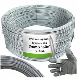 Ocynkowany Drut Naciągowy fi. 3mm 150m Sadowniczy Ogrodowy