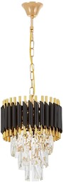 LAMPA WISZĄCA ŻYRANDOL KRYSZTAŁOWY CZARNO-ZŁOTY MAZINI D25