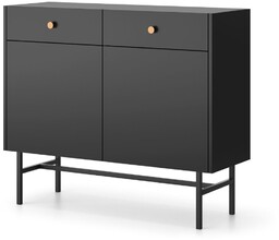Komoda czarna Diva z 2 szufladami i 2