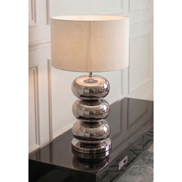 LAMPA STOŁOWA z chromowaną, metalową podstawą w formie