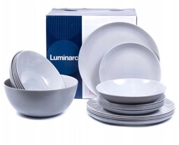 Talerze Serwis Komplet Obiadowy Zestaw 19el Szare Luminarc