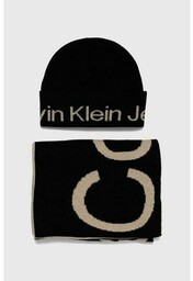 Calvin Klein Jeans czapka i szalik wełniany kolor