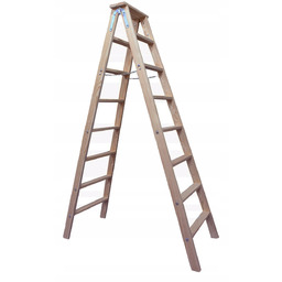 Drabina drewniana płaski stopień 2x8 rozstawna malarska