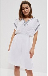 3729 Sukienka z haftem, Kolor biały-wzór, Rozmiar XL,