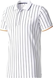 adidas Męskie polo w paski Biały/Blanco M