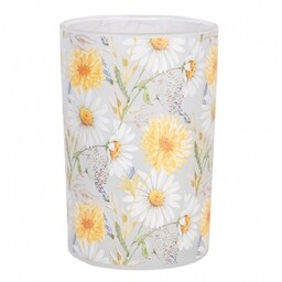 Szklany Lampion Na Tealight w Kwiaty A Clayre