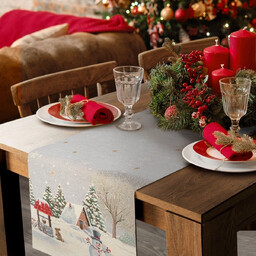 Bieżnik bożonarodzeniowy gobelinowy szary OSB-186-1