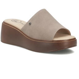 Skórzane klapki damskie taupe Filippo DK7798