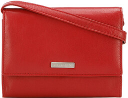 Damski portfelik crossbody ze skóry czerwony