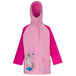 Płaszcz Przeciwdeszczowy dziecięcy z daszkiem nadruk KUCYK 125-135cm