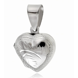 Elegancki srebrny otwierany wisiorek puzderko serce serduszko wzorek