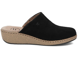 Skórzane klapki na koturnie czarne Filippo DK7567