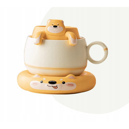 Pies kubek do Zaparzaczem do Herbaty z sitkiem,spodek,