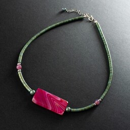 Pakamera Naszyjnik z agatem, rubinem i hematytem.[ŁN13]