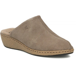 Skórzane klapki na koturnie taupe Filippo DK7567