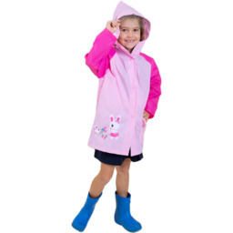Płaszcz Przeciwdeszczowy dziecięcy z daszkiem nadruk RABBIT 125-135cm