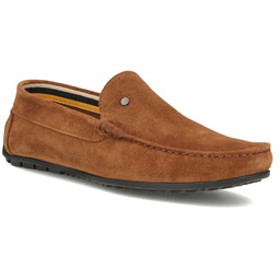 Skórzane półbuty męskie mokasyny zamszowe camel Filippo MP923