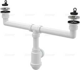 Alcaplast Syfon zlewu dwukomorowego, sitka nierdzewne DN70, A449-DN50/40