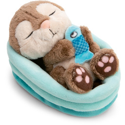 Pluszowa wydra z rybką 12cm śpiąca w koszyku