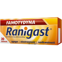 Ranigast Famotydyna 20mg, Lek na zgagę - 20