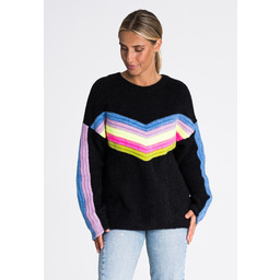 Czarny Nowoczesny Oversizowy Sweter w Paski