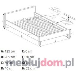 Łóżko bez stelaża LIMA Halmar 120x200, Dąb sonoma