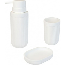 Relaxdays Akcesoria łazienkowe, 3-częściowy, mydelniczka, dozownik mydła, kubek