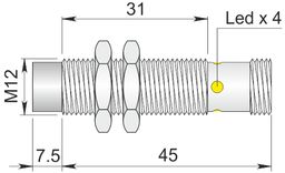 Czujnik indukcyjny 12 mm SI12SS-DCE8 NPN NC H