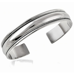 Elegancka szeroka srebrna bransoleta z plecionym wzorem srebro