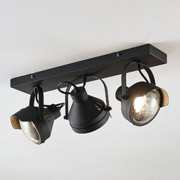 Lampa Sufitowa Lindby, Henega, ściemnialny, czarny, salon, metal,