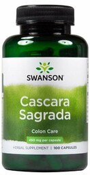 Cascara Sagrada 450mg, Swanson, 100 kapsułek
