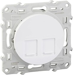 Odace, podwójne gniazdo RJ45 białe, klasa 3 (multimedia)