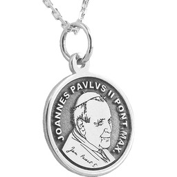 Medalik ze srebra z Świętym Janem Pawłem II,