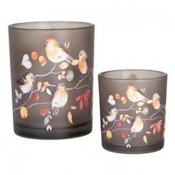 Szklane Lampiony Na Tealight w Ptaszki 2 szt.