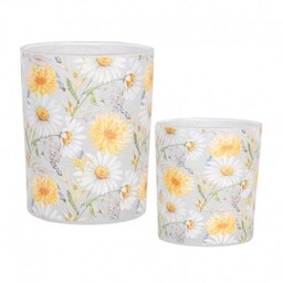 Szklane Lampiony Na Tealight w Kwiaty A 2