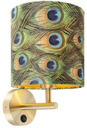 QAZQA Lampa ścienna w stylu vintage złota