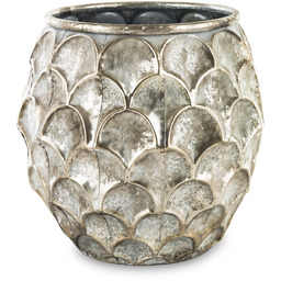 Donica osłonka doniczka srebrna metalowa 28 cm 141094