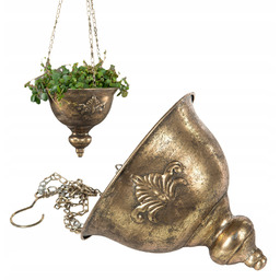 Osłonka Na Doniczkę Wisząca Metalowa Loft Złota 23cm