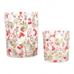 Szklane Lampiony Na Tealight w Muchomory 2 szt.