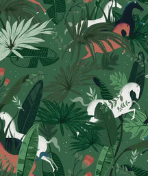 Tapeta Dream Horses Green Wallcolors